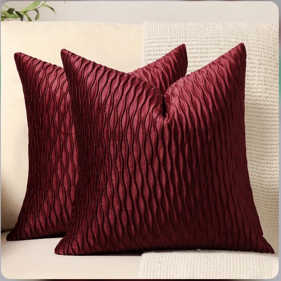Elegant Burgundy Throw Pillow Covers-Pack of 2 - Picture 6 of 9
